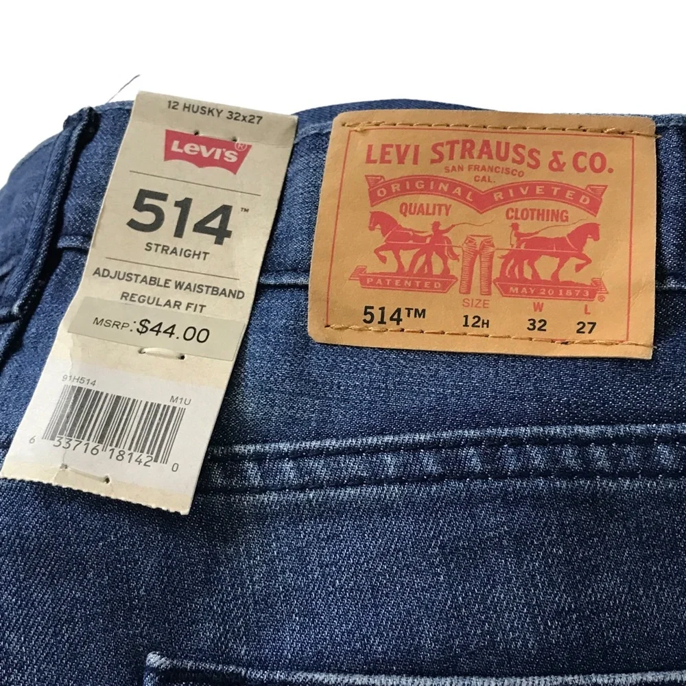 Levi's 514 Straight Leg Jeans Sz 16Husky Dark Wash Denim